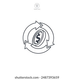 Ilustración vectorial de ícono de pago recurrente aislado sobre fondo blanco