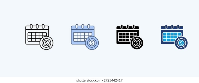 Recurring Payment Multiple Icon Illustration Vector