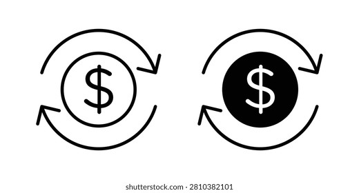 Recurring payments icon pack with silhouette and stroke web icons.