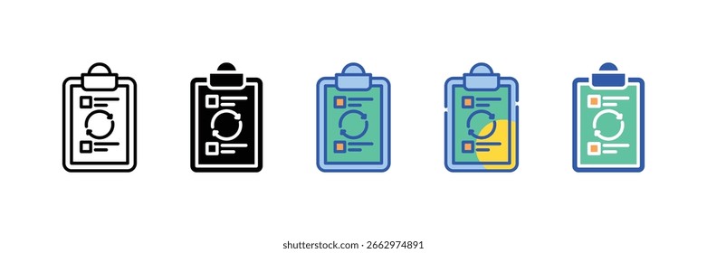 Ícone de Tarefa Recorrente Definir Coleção de Vários Estilos