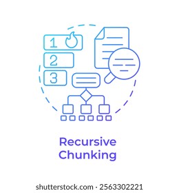 Recursive chunking blue gradient concept icon. Dividing data into smear segments. Maintaining logical structure. Round shape line illustration. Abstract idea. Graphic design. Easy to use in article