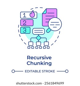 Recursive chunking multi color concept icon. Dividing data into smear segments. Maintaining logical structure. Round shape line illustration. Abstract idea. Graphic design. Easy to use in article