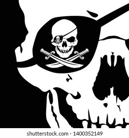 Recursive image of the jolly Roger. Fractal. The Droste Effect. Vector illustration.