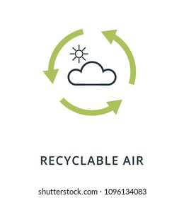 Recyclable Air icon. Flat style icon design. UI. Illustration of recyclable air icon. Pictogram isolated on white. Ready to use in web design, apps, software, print