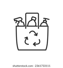 Recyclable bag, linear icon. Line with editable stroke