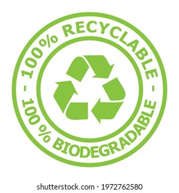 RECYCLABLE AND BIODEGRADABLE SEAL ICON WITH THREE ARROW SYMBOLS