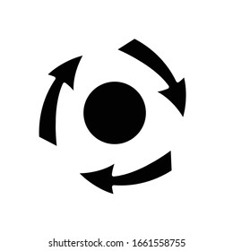 Recyclable black icon, concept illustration, vector flat symbol, glyph sign.