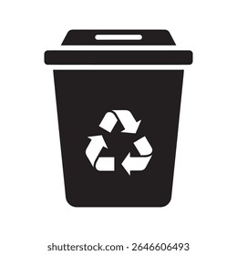 Recyclable coffee cup glyph icon with recycle symbol for disposable drink container and eco friendly waste vector illustration vector solid glyph icon