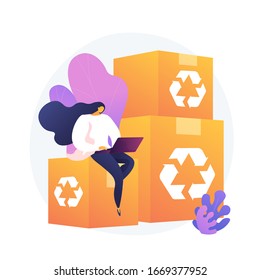 Recyclable and eco friendly packaging. Order tracking, Internet shopping, delivery service. Reusable cardboard boxes, ecological material container. Vector isolated concept metaphor illustration.