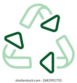 Recyclable icon with arrows forming a circular loop, representing recycling.