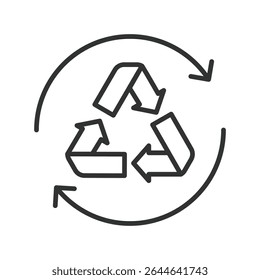 Recyclable, icon in line design. Recyclable, recycling, eco-friendly, sustainability, reuse, green, waste on white background vector. Recyclable, editable stroke icon