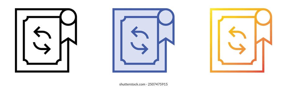 icono reciclable. Lineal, relleno azul y diseño de estilo degradado aislado sobre fondo blanco