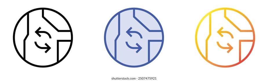 recyclable icon. Linear, Blue Fill and Gradient Style Design Isolated On White Background