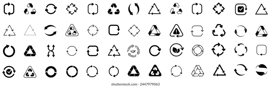 Recyclable icon set. Set of arrow recycle