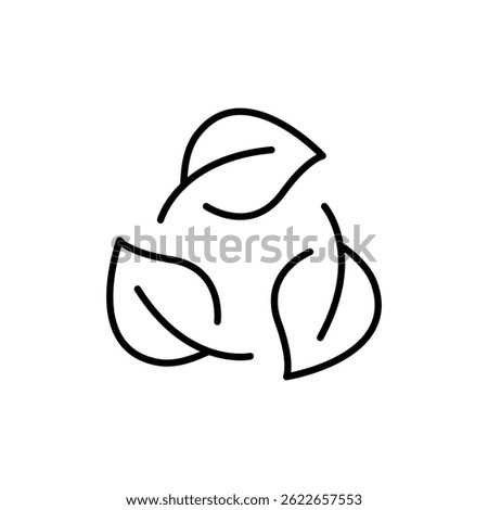 Recyclable icon. Simple outline style. Biodegradable recyclable plastic free package, circle leaf, eco, friendly material concept. Thin line symbol. Vector illustration isolated.