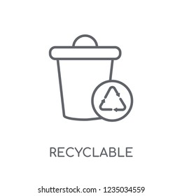 Recyclable linear icon. Modern outline Recyclable logo concept on white background from Ecology collection. Suitable for use on web apps, mobile apps and print media.