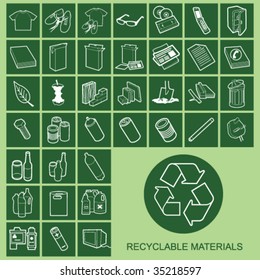 Recyclable Material Icons Individually Layered