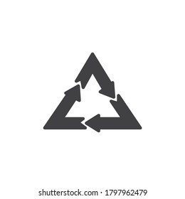 Recyclingfähige Materialien, Vektorsymbol. Recycling-Pfeile gefüllt mit flachen Zeichen für mobiles Konzept und Web-Design. Glyphsymbol. Symbol, Logo-Abbildung. Vektorgrafik