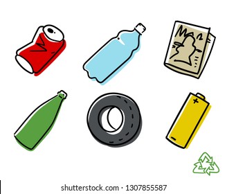 Recyclable Materials. Vector illustration