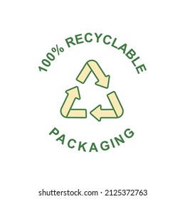Icono de etiqueta de producto de empaquetado reciclable en icono de color, aislado en fondo blanco 