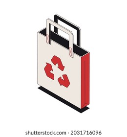 Recycling-Papiertüte 3D-Icon auf weißem Hintergrund, Vektorgrafik