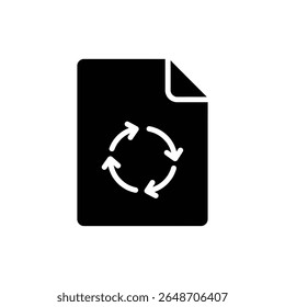 Icono de papel reciclable con flechas en círculo para el proceso de reutilización de papel
