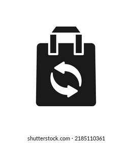 Icono de bolsa de plástico reciclable estilo plano aislado en fondo blanco. Ilustración del vector