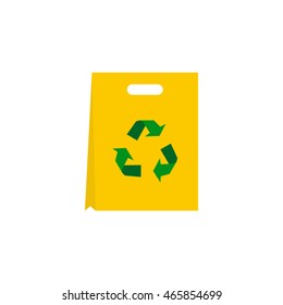 Recyclable plastic bag icon in flat style isolated on white background. Packaging symbol