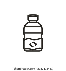 Recyclable plastic bottle line style icon, vector design suitable for websites, apps, banners, printing, etc.