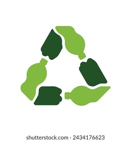 recyclable plastic bottles sign, recycling symbol, eco pet use green vector icon