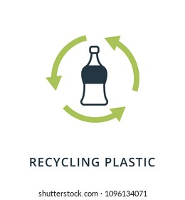 Recyclable Plastic icon. Flat style icon design. UI. Illustration of recyclable plastic icon. Pictogram isolated on white. Ready to use in web design, apps, software, print