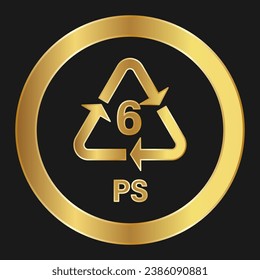 Recyclable plastic PS Simple gold icon on product packaging and box