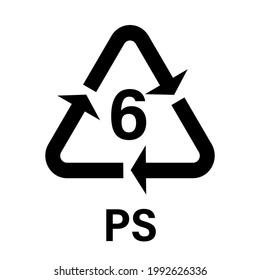 Recyclable plastic PS Simple icon on product packaging and box