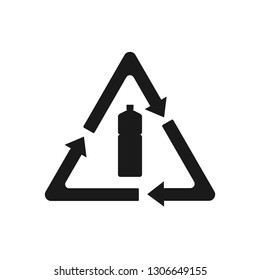 Recyclable plastic, Recycled bottle icon. Vector illustration, flat design.