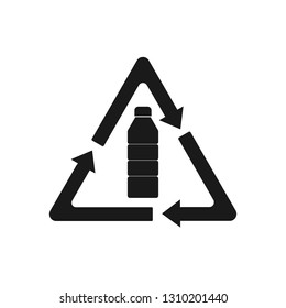 Recyclable plastic, Recycled bottle icon. Vector illustration, flat design.
