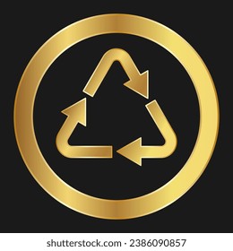 Plástico reciclable Icono simple de oro en el embalaje y la caja del producto