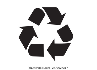  recyclable sign, recycle eco symbol, mobius loop black arrows vector icon