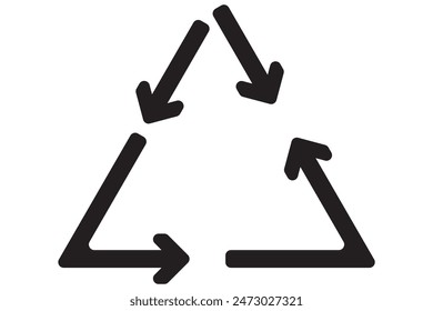  recyclable sign, recycle eco symbol, mobius loop black arrows vector icon