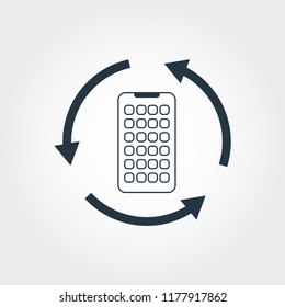 Recyclable Smartphone icon. Monochrome style design from collection. UI. Pixel perfect simple pictogram recyclable smartphone icon. Web design, apps, software, print usage.