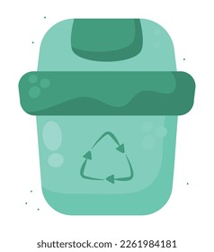 lata de basura reciclable sobre blanco