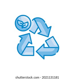 Recyclable vector blue colours icon style illustration. EPS 10 file