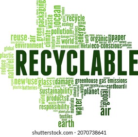 Recyclable vector illustration word cloud isolated on white background.