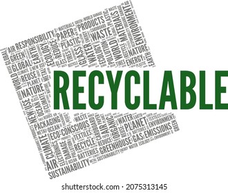 Recyclable vector illustration word cloud isolated on white background.