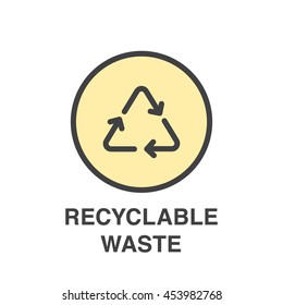 Recyclable waste vector colored icon. Ecology concept.