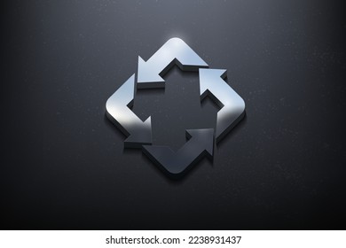 Recyceln Sie 3D Logo Design, Shiny Mock up Logo mit strukturierter Wand. Realistischer Vektorgrafik