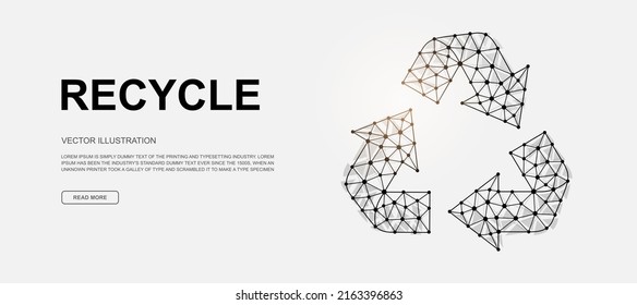 Reciclar el símbolo de barra baja 3d para la plantilla de página de inicio. Ilustración de diseño ecológico. Ilustración del ecosistema poligonal para el diseño de la página principal, página adv.