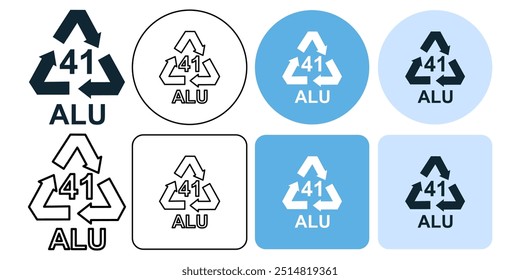 recycle aluminum 41 symbol Aluminum, ALU Recycling Sign icon symbol ui and ux design, glyphs and stroke line