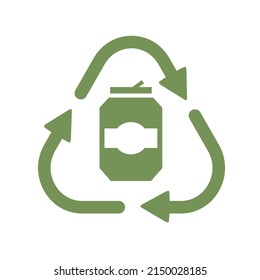 Recycle aluminum can recycle vector symbol isolated on white background for eco product, nature market, zero waste. Recycling icon. 10 eps