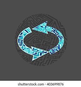 Recycle arrow with blue ornament inside