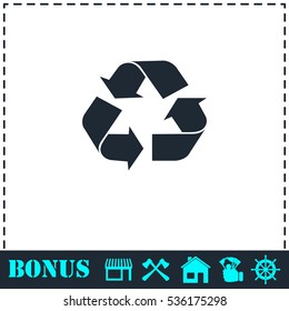 Recycle arrow icon flat. Simple vector symbol and bonus icon